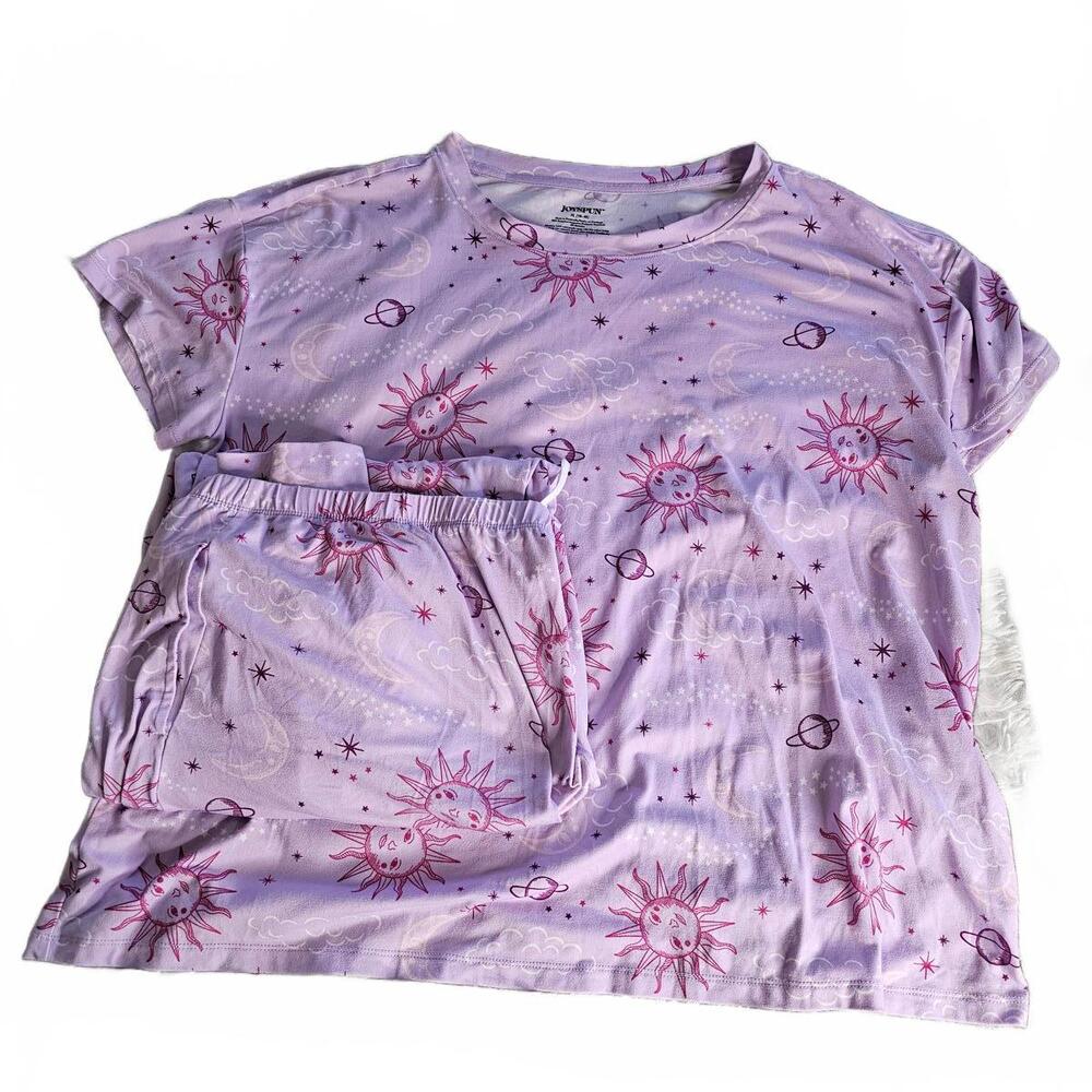 Joyspun XL (16-18) Purple Sun and Planet Print Pajama Set